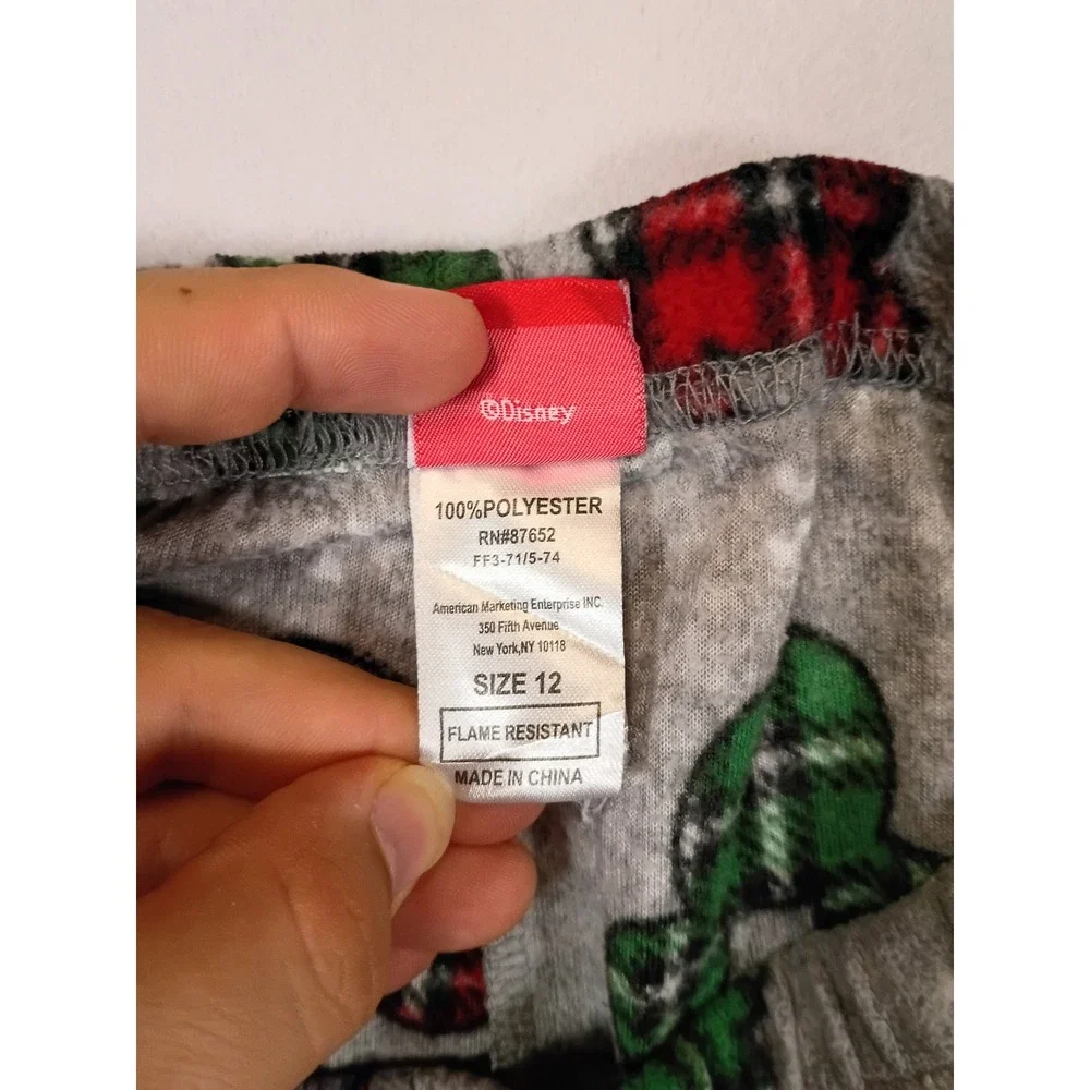 Holiday Disney Kids Size 12 Grey Plaid Mickey Mouse Fleece Pajama Pants